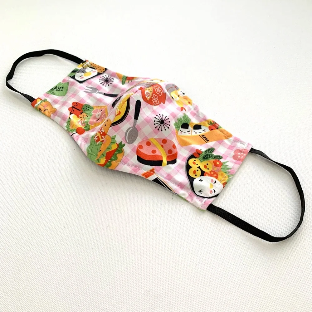 NEW Handmade Pink Bento Print Face Mask